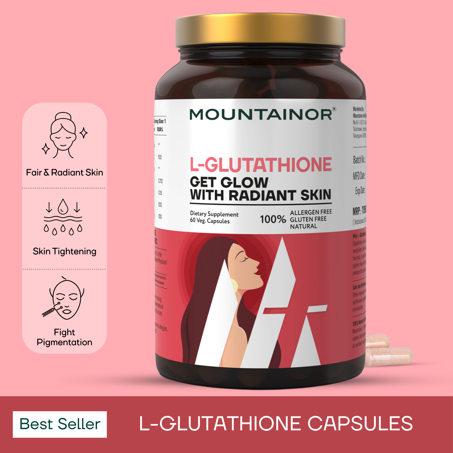 L Glutathione Capsules For Healthy Glowing Skin By Mountainor