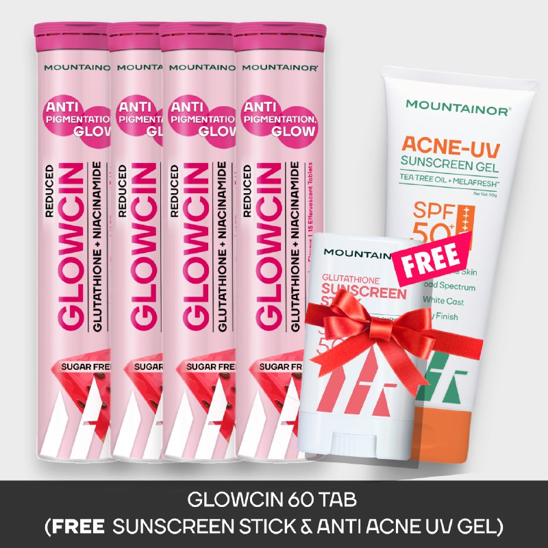 GlowCin For Clear, Glowing Skin: Glutathione + Niacinamide Effervescent Tablets & Get FREE Product