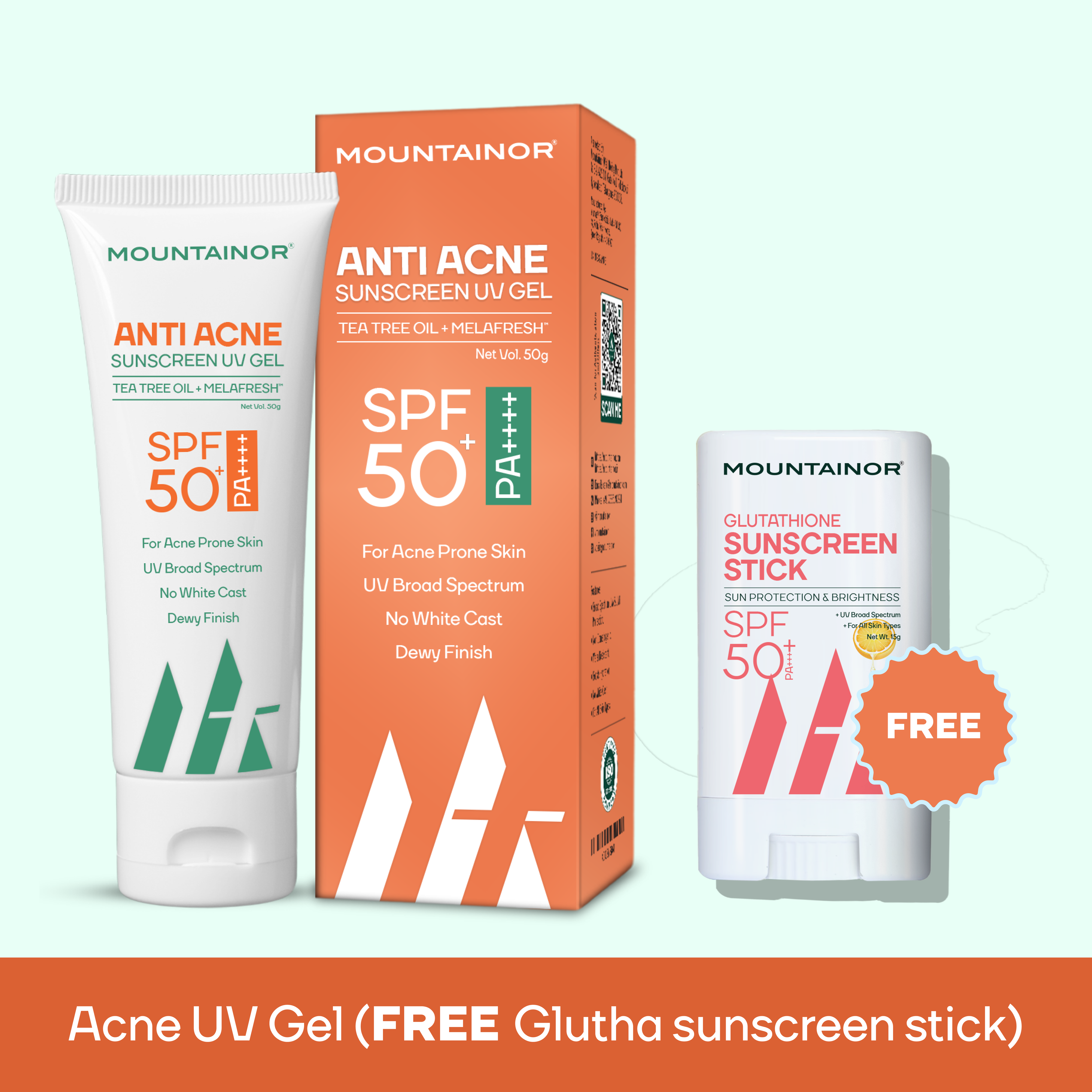 Anti Acne UV Sunscreen Gel - SPF 50+ PA++++ || Glutathione sunscreen stick For FREE