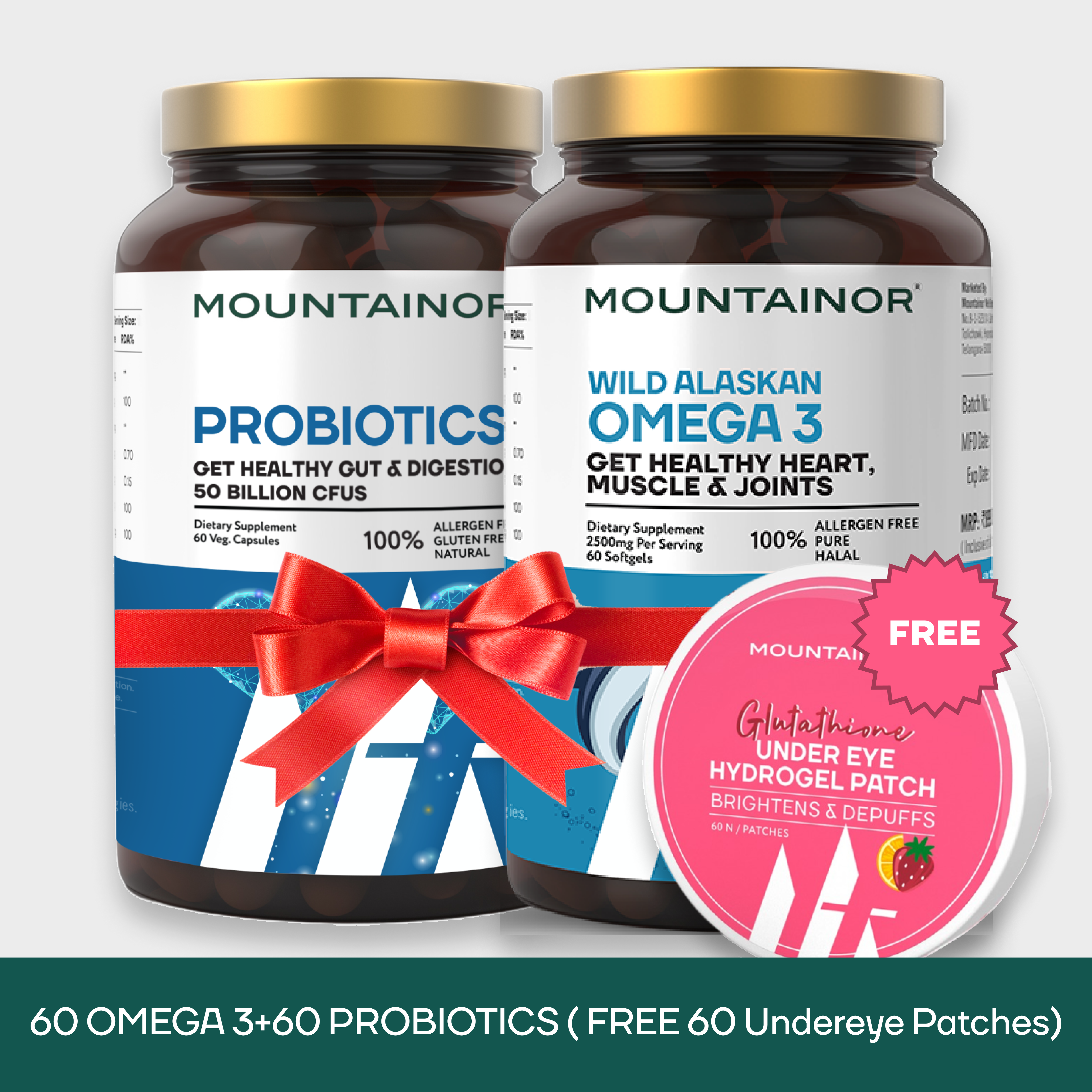 Wild Alaskan Omega-3 Fish Oil + Probiotic Capsules & Get Under eye patch worth ₹1199 FREE🎉