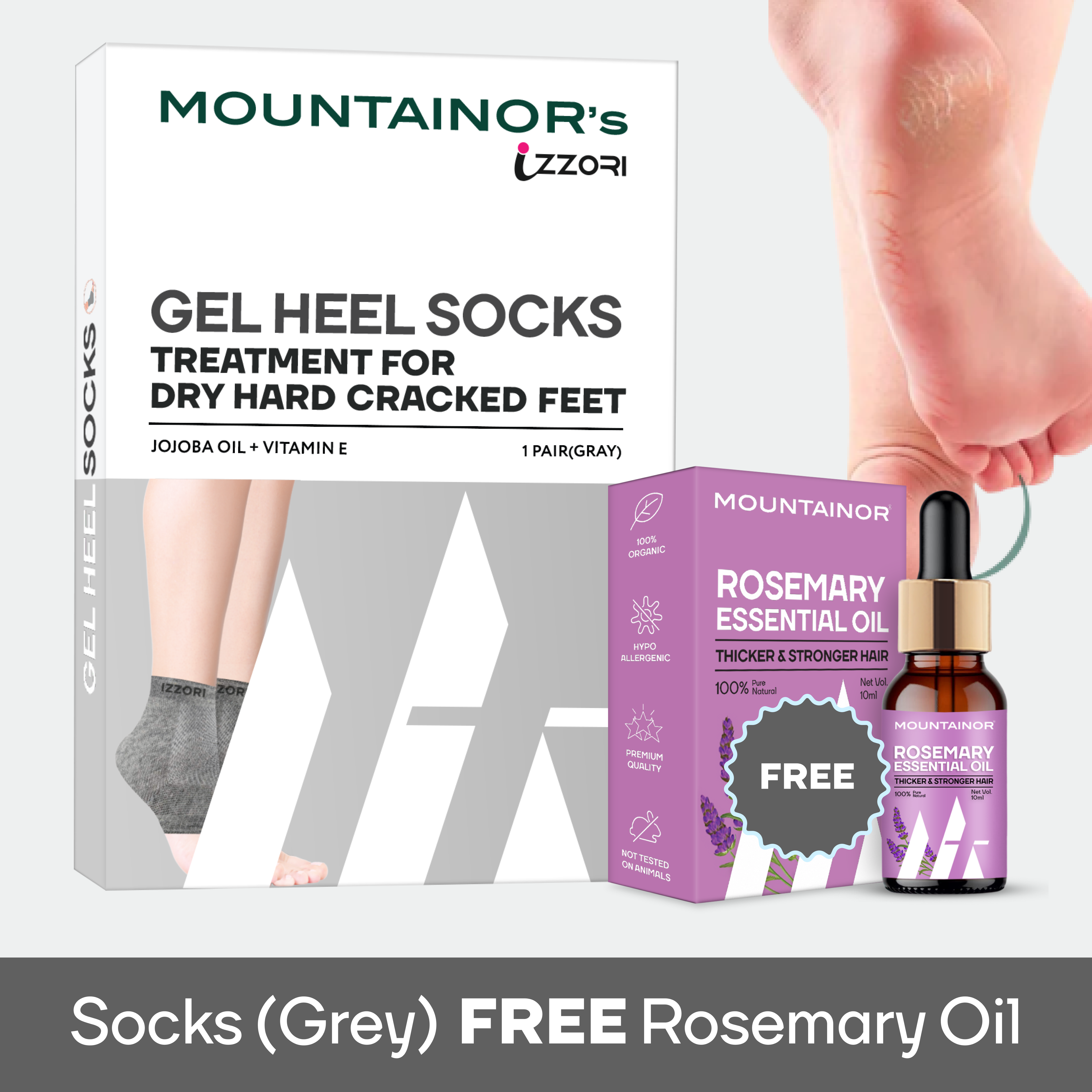 Silicone Gel Heel Socks  for Dry Hard Cracked Heel Repair Pad || Rosemary Hair Oil For FREE