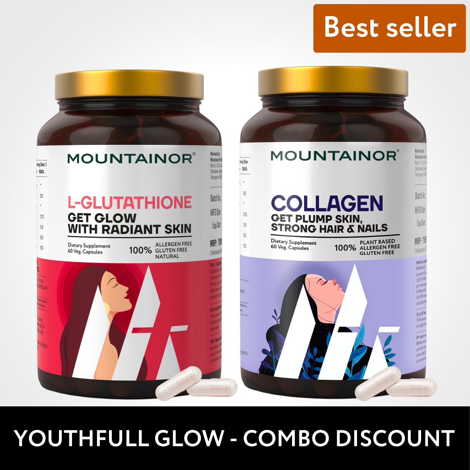 L-Glutathione and Collagen For Glowing Skin & Strong Hair (Combo)