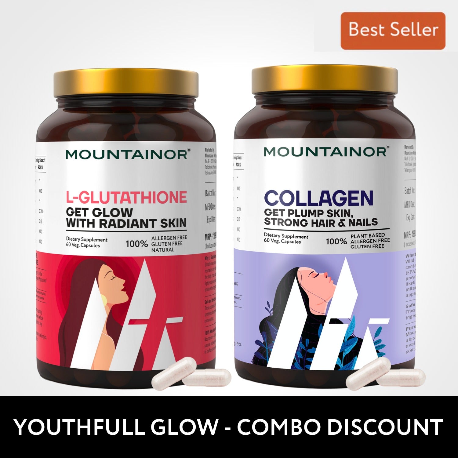 L-Glutathione and Collagen For Glowing Skin & Strong Hair (Combo)