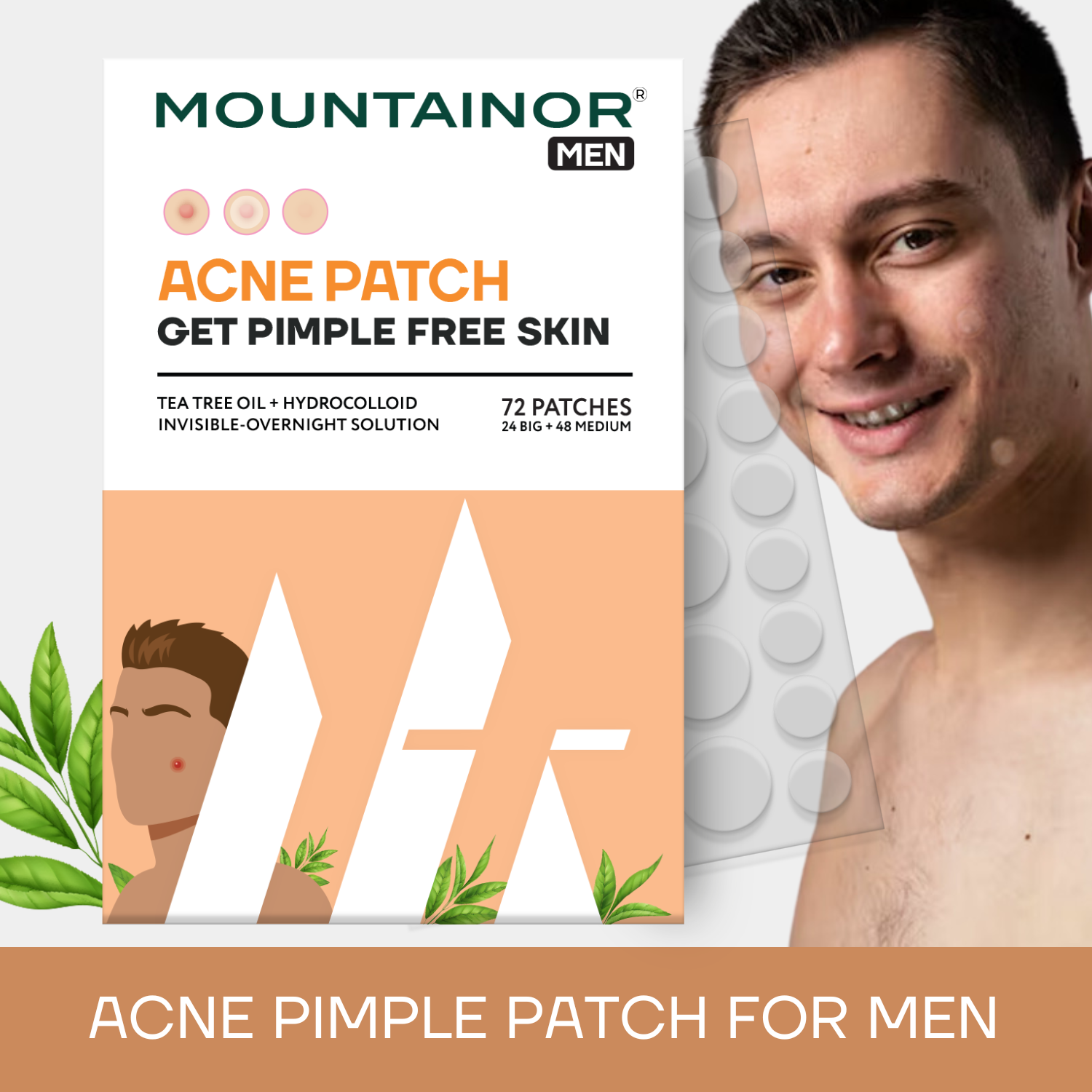 Acne Pimple Patch for Men 🧔🏻- 72 Hydrocolloid Patches for Clear, Blemish-Free Skin