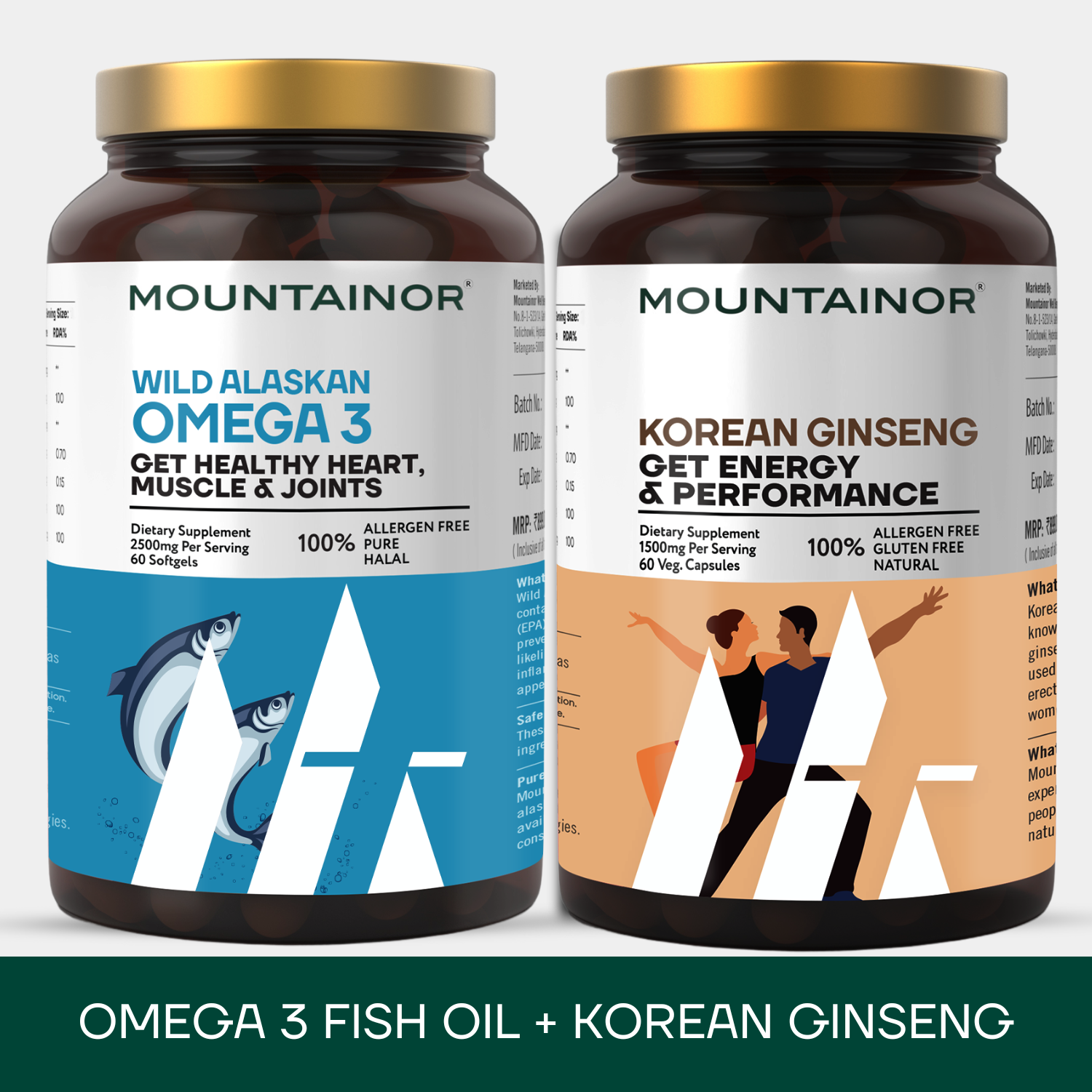 Wild Alaskan Omega-3 Fish Oil + Pure Korean Ginseng Root Extract (Combo)