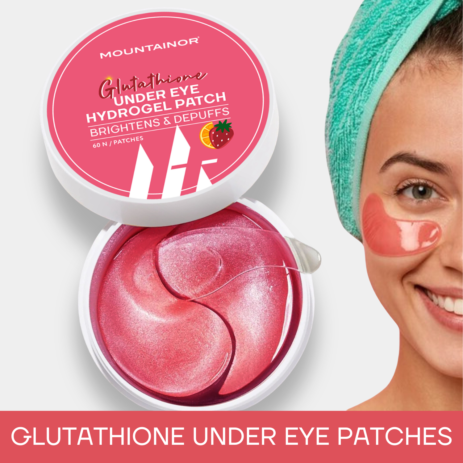 Hydrogel Under Eye Glutathione Patches Reduce Puffiness & Dark Circles - 60 Patches || Get FREE Acne UV Gel & Sunscren Stick